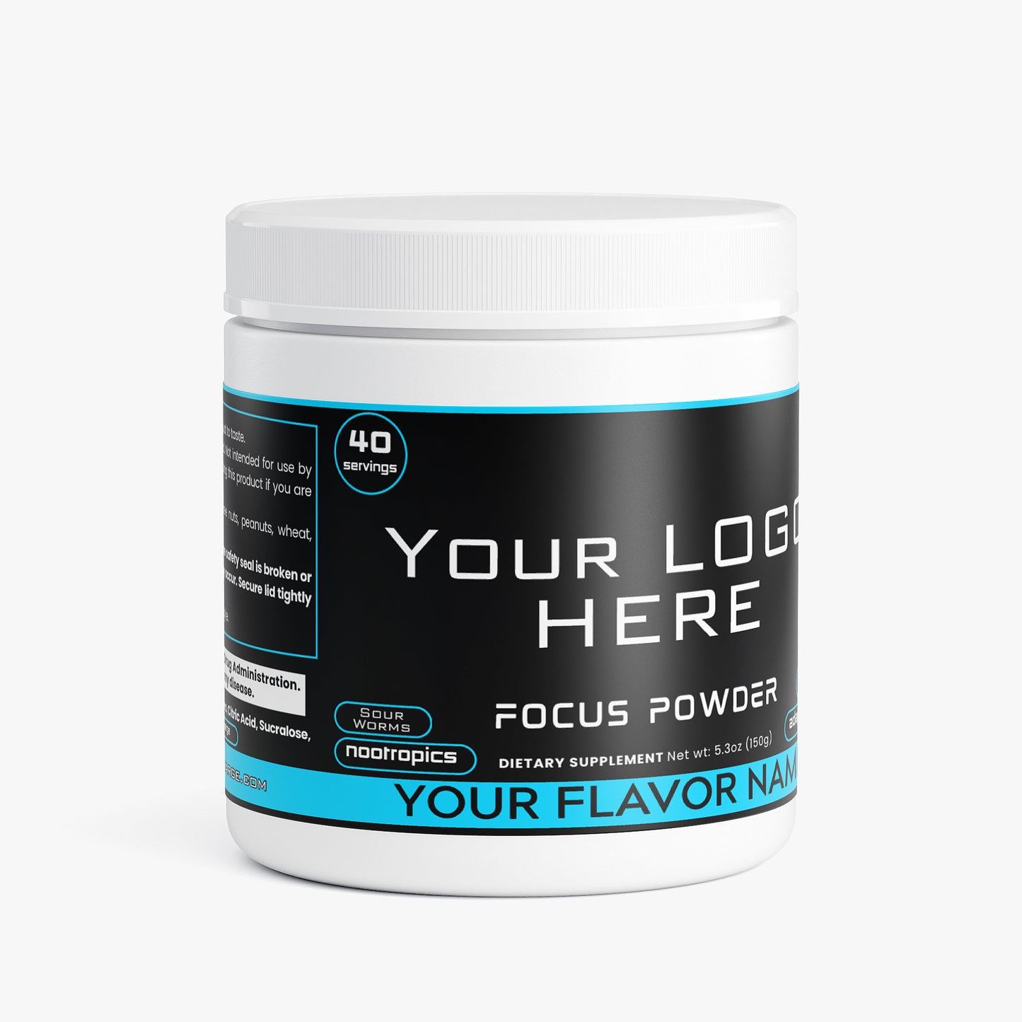 Custom Branded Private Label Focus Pre Workout Energy Drink Supplements (Your Logo Here)