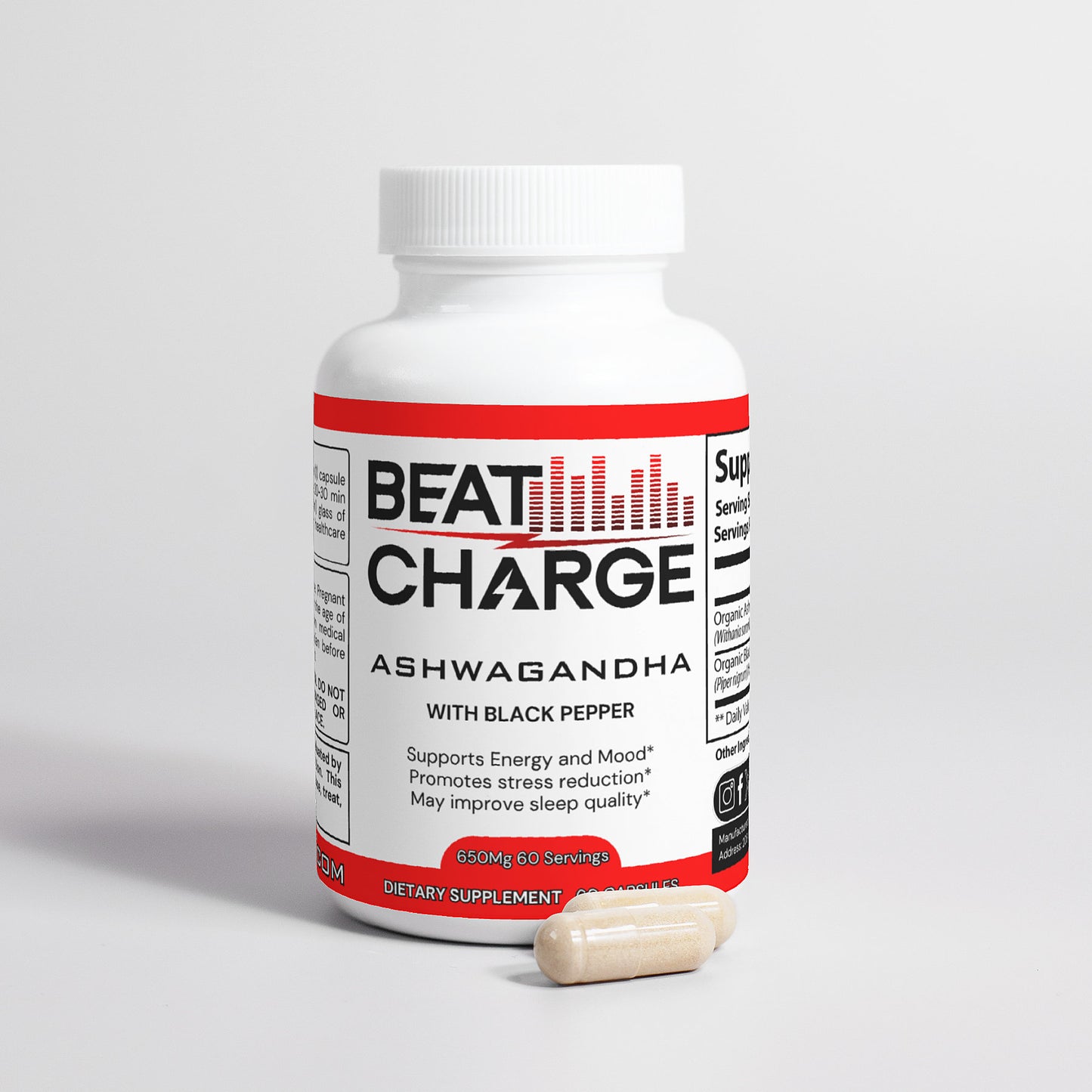 Beat Charge Organic Ashwagandha with Black Pepper