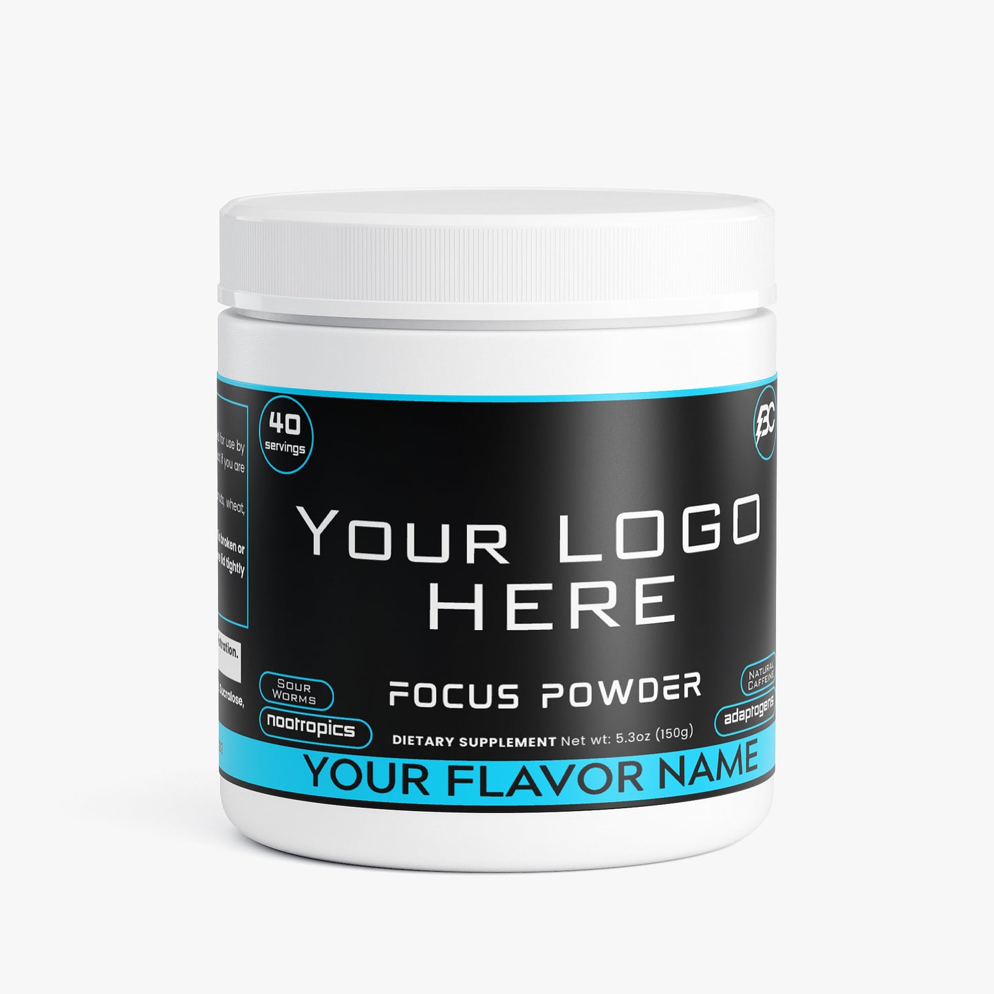 Custom Branded Private Label Focus Pre Workout Energy Drink Supplements (Your Logo Here)