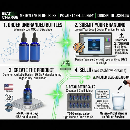 Custom Branded Methylene Blue Drops | Private Label Nootropic & Cellular Energy Drops (Low Minimums)