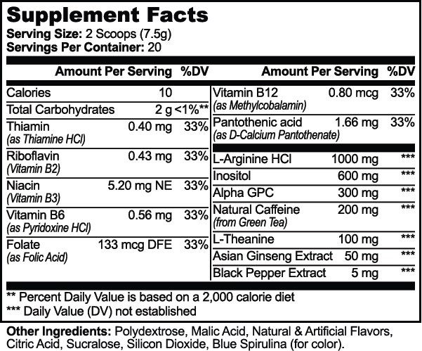 VYTRON - Neon Raspberry Worm Focus Powder (Sour Worms Blue Razz)